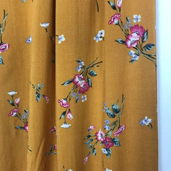 Mustard Floral Wide-Leg Pants - Picture 5 of 7